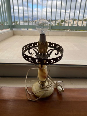 Table lamp used, made of green onyx and brass