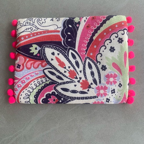 Pretty Me pink and navy paisley pouch makeup bag like new
