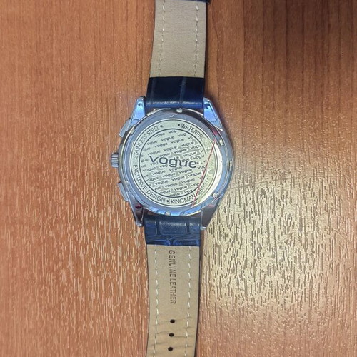 Vogue men's watch new, blue leather strap, 45mm dial, waterproof