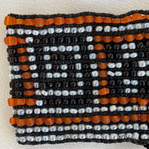 Handmade beaded bracelet like new, multicolor with Greek key pattern