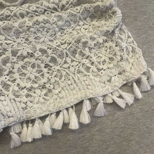 PilyQ White Lace Crochet Beach Shorts used with Tassels