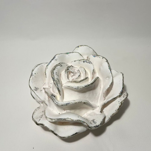 Wax rose white with silver, new