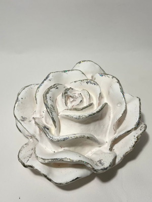 Wax rose white with silver, new
