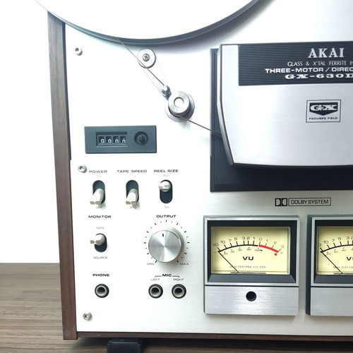 Akai GX-630DB reel-to-reel tape recorder used with original manual and NAB adapters