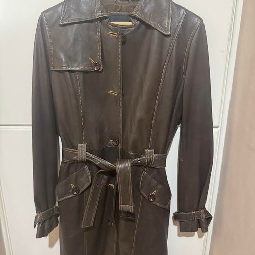 Artisti Italiani leather trench coat brown, new