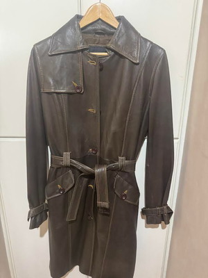 Artisti Italiani leather trench coat brown, new