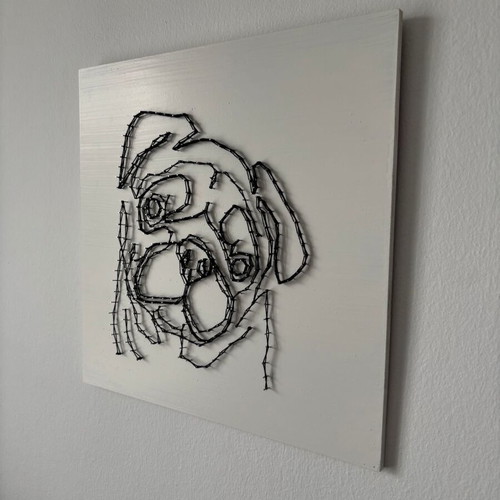 Χειροποίητος πίνακας string art σκύλος σαν καινούργιος, 40×40 cm