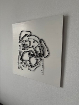 Χειροποίητος πίνακας string art σκύλος σαν καινούργιος, 40×40 cm