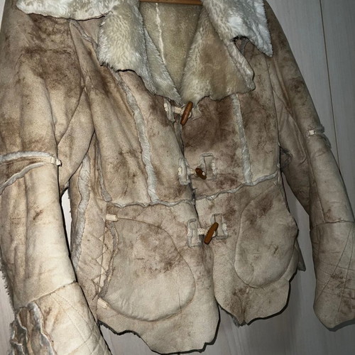 Fur jacket women's like new, beige, size S