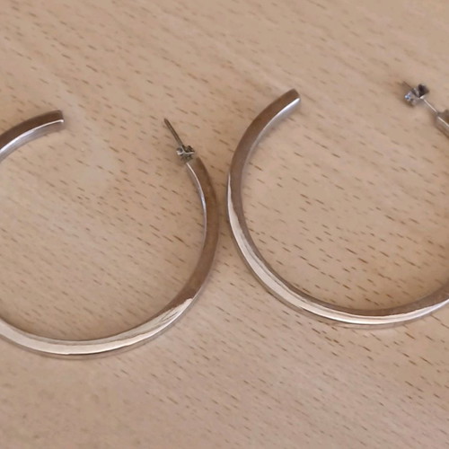 Large silver 9.25 hoop earrings unused, diameter 6 cm