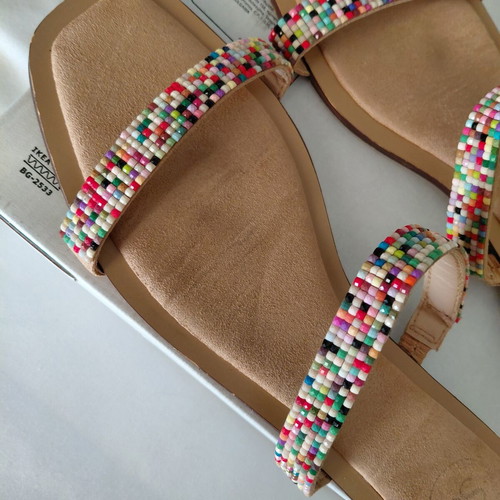 Sfera flat sandals like new with colorful stones, size 40