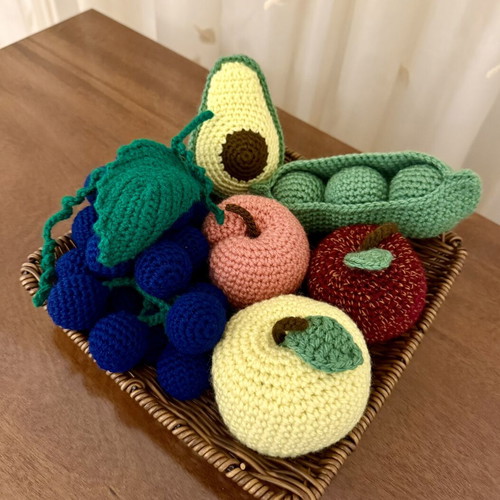 Handmade decorative fruit basket with lavender-scented wooden balls