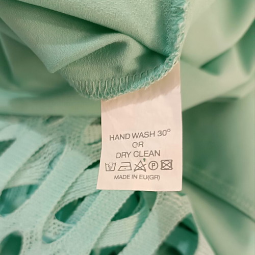 Scandalo mint mesh cut out dress with belt, pastel chic summer