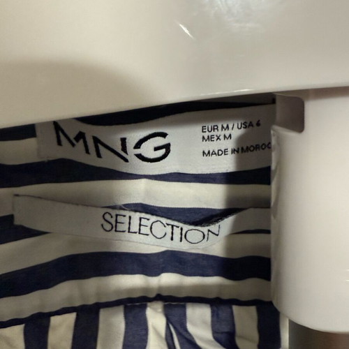 Mango women's blue striped long-sleeve shirt like new, size M