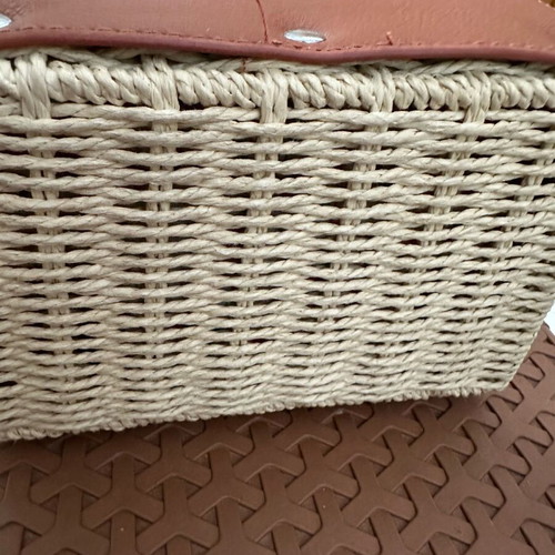 Straw crossbody bag new, tan with silver details
