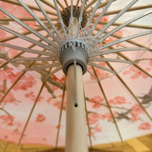 Chinese Pink Umbrella New With Almond Blossom And Bird Pattern