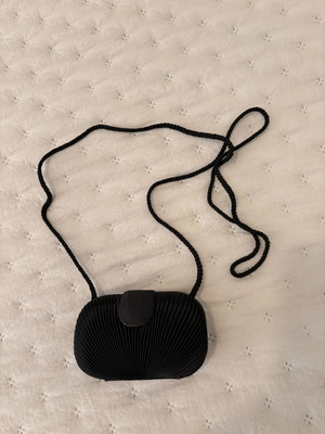 Satin evening bag like new, black, handheld