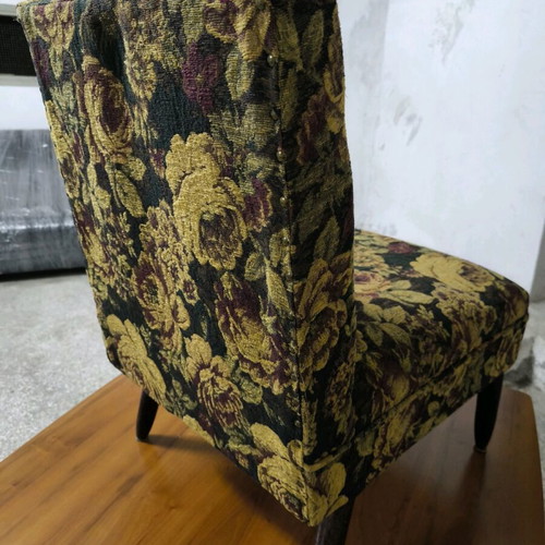 Armchairs used, set of 2, solid wood frame and chenille fabric