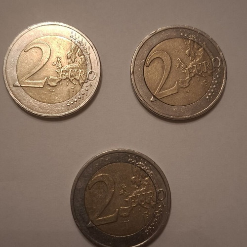 Greek commemorative 2 euro coins mint condition, set of three