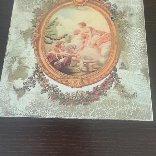 Jewelry box wood with decoupage technique like new