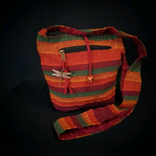Cotton sling bag orange new, handmade, eco-friendly