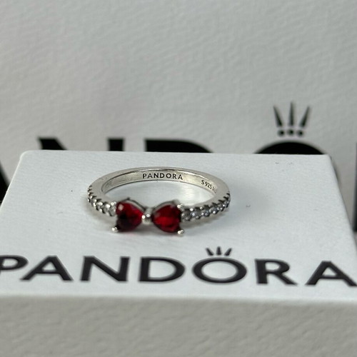 Pandora silver ring with red bow size 52 new