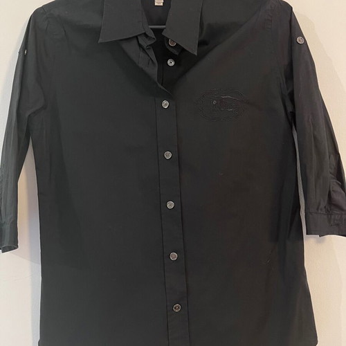 Burberry black shirt like new, classic collar, embroidered logo, cotton