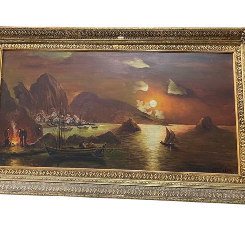 Vintage painting 70x119 used with artist signature