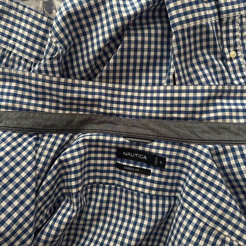 Nautica Classic Fit XL men's checked shirt blue and white like new