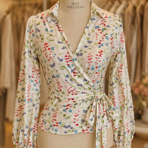 Mai Melissa Floral Wrap Shirt like new with floral pattern
