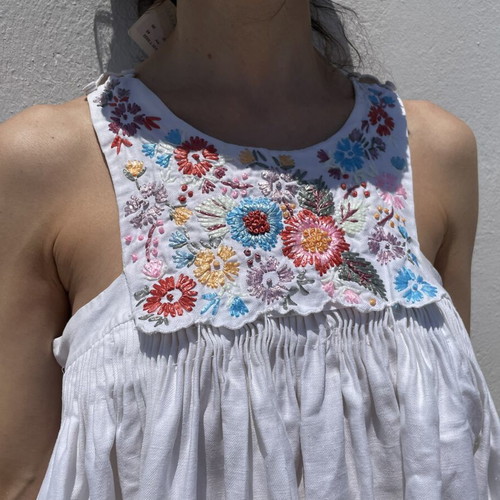 See by Chloé white dress with colorful floral embroidery like new