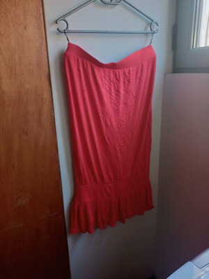 On Line red strapless short dress, like new, size 3