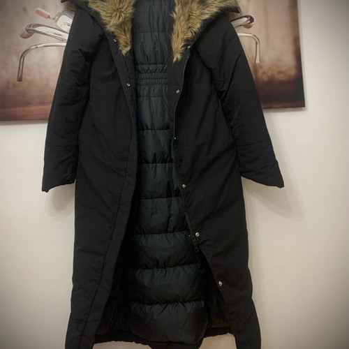 Sisley long down jacket like new, black, size S