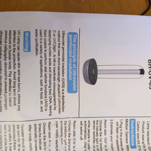 UV Light Sterilization Lamp BH-UV-03 new