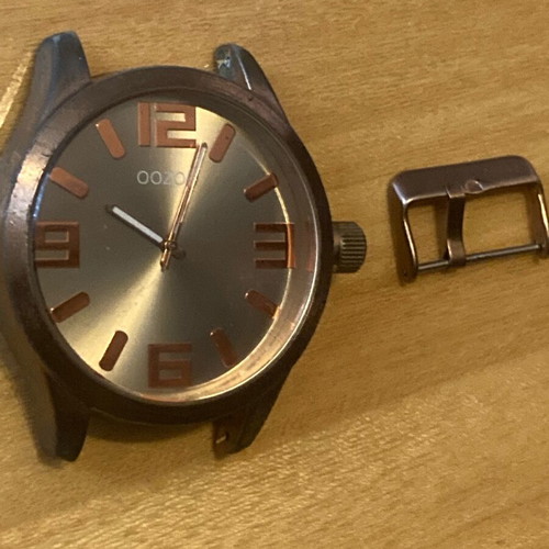 Oozoo watch used, metallic brown with rose gold case without strap