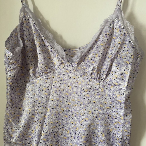 H&M satin mini dress with lace, purple