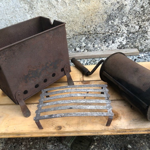 Metal manual coffee roaster used, functional