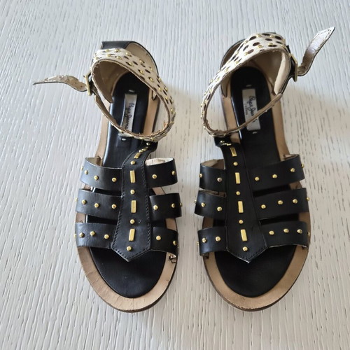 Pepe Jeans sandals size 37 used with pony skin and studs