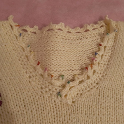 Women's handmade knitted vest with flowers new, size XL/XXL