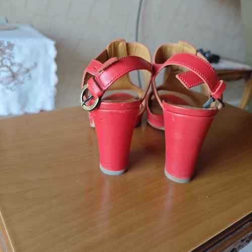 Anna F leather sandals used, red, size 35.5