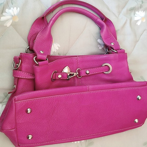 Les Naïades Tote Bag like new, medium size, genuine leather, fuchsia