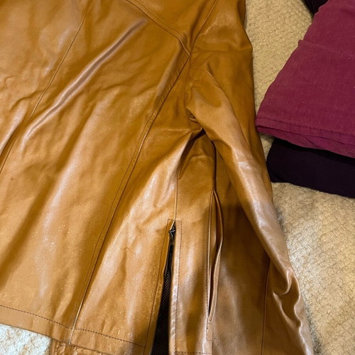 Italian leather jacket used, light brown, size 50