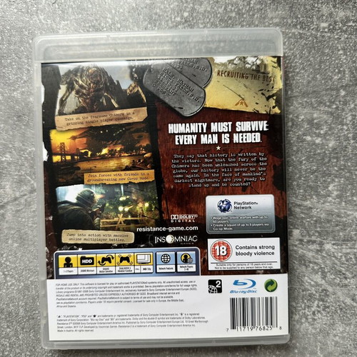 Resistance 2 PS3 used, no manual