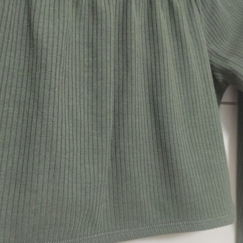 Mind Your Style Rib Crop Top Off-Shoulder Blouse S/M Green Like New