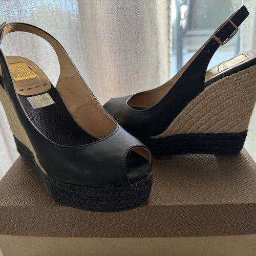 Kanna leather platform sandals size 37 like new, black