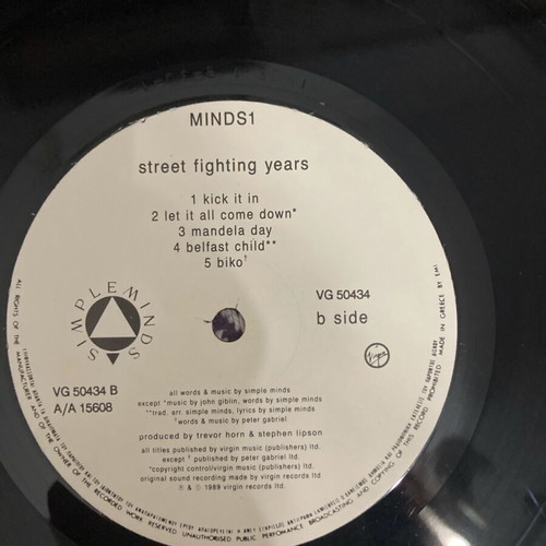 Simple Minds Street Fighting Years LP used