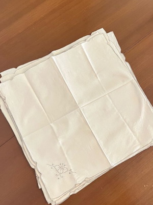 Cotton napkins set of 8 with handmade embroidery like new, beige