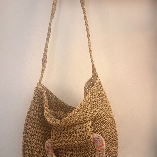 Straw bag with pouch like new, crossbody, beige