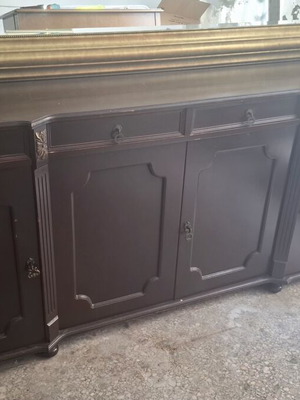 Classic buffet with large mirror used, dark brown finish