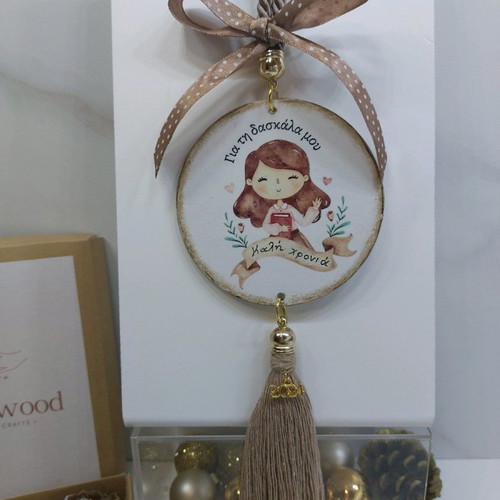 Two handmade wooden gouris with decoupage technique, new